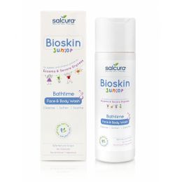 Gel de duș Bioskin Junior, față și corp, pt bebeluși si copii, piele uscată cu eczeme, Salcura, 200 ml